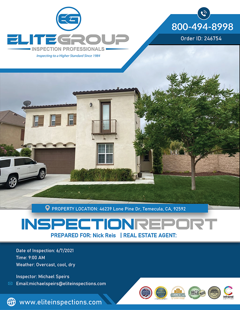The Elite Group Home Inspection Cover Page